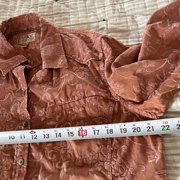 Michael Ryan Silk Burnout Velvet Women’s L Button up Shirt Rockabilly Western - Picture 7 of 12